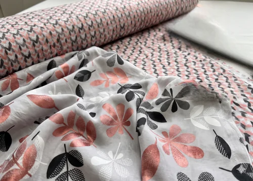 Premium Printed Viscose Rayon Fabric – Botanical & Geometric Motifs (140 GSM, 44" Width)