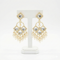 Traditional Geometric Kundan & Pearl Drop Dangler Earrings
