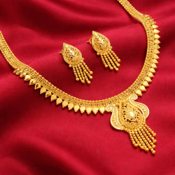 Traditional Gold-Toned Meenakari Inspired Temple Jewelry Set with Floral Filigree