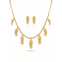 Innovate Art Impex Gold-Finished Filigree Teardrop Necklace with Jhumka-Style Dangle Earrings - Ethnic Wedding Party Jwellery for Saree, Lehenga & Girls Dresses