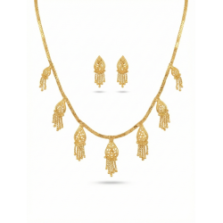 Innovate Art Impex Gold-Finished Filigree Teardrop Necklace with Jhumka-Style Dangle Earrings - Ethnic Wedding Party Jwellery for Saree, Lehenga & Girls Dresses