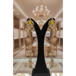 Bridal Antique Gold Long Tassel Earrings – Traditional Wedding Jhumka Style
