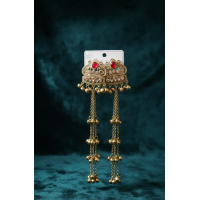 Indian Ethnic Long Drop Earrings - Gold Plated Ghungroo Jewelry for Festive Wear
