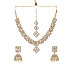 Royal Antique Gold Chandbali Jhumka Earrings