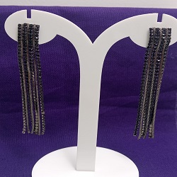 Black Oxidised Multi-Chain Tassel Long Earrings for Women | Party Wear Statement Jewellery