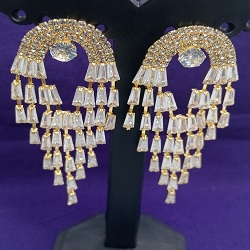 Gold Arched Crystal Chandelier Earrings for Women | Premium Party & Wedding Jewelry