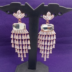 Rose Gold Crystal Chandelier Earrings for Women | Luxury Party & Wedding Wear Jewelry