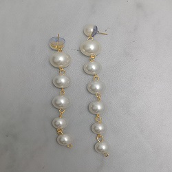 White Pearl Long Drop Earrings for Women | Elegant Party & Festive Wear Jewelry