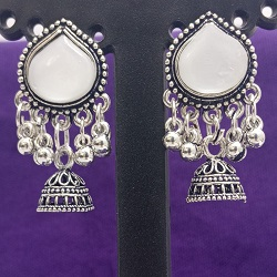 Fashion Frill Earring For Women Floral Silver Oxidised Small Earring For Women And Girls