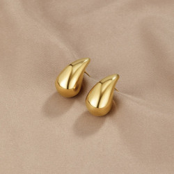 Gold Plated Teardrop Stud Earrings for Women | Minimalist Daily Wear Earrings
