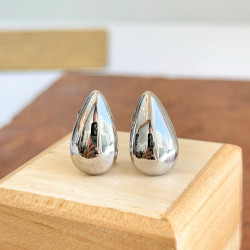 Silver Plated Teardrop Stud Earrings for Women | Minimalist Daily Wear Earrings