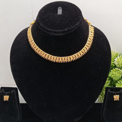 Gold-Plated Traditional Choker Necklace Set with Matching Earrings