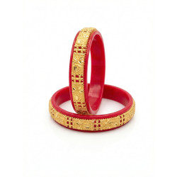 Red Bridal Gold Plated Bangles Set for Women | Traditional Wedding Chooda Bangles | Ethnic Festival Wear Kada Set