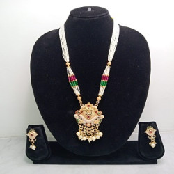 Ethnic Handcrafted Multicolor Beaded Necklace Set with Traditional Pendant & Earrings