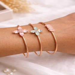 Elegant Rose Gold Adjustable Bracelet with Pastel Stone Design