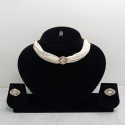 White Pearl Choker Necklace Set for Women
